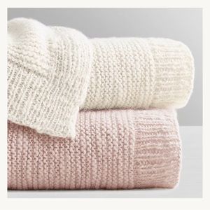 Knit Alpaca & Wool Stroller Baby Blanket - Ivory